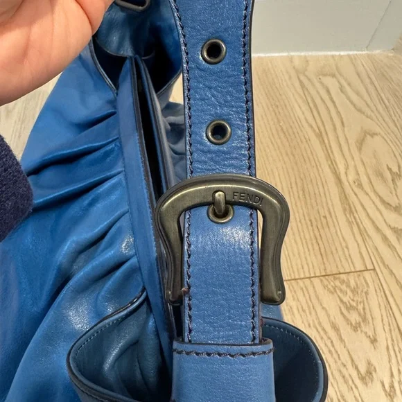 💗FENDI Blue Borse Leather Doctor Hobo Bag Authentic - Picture 5 of 16